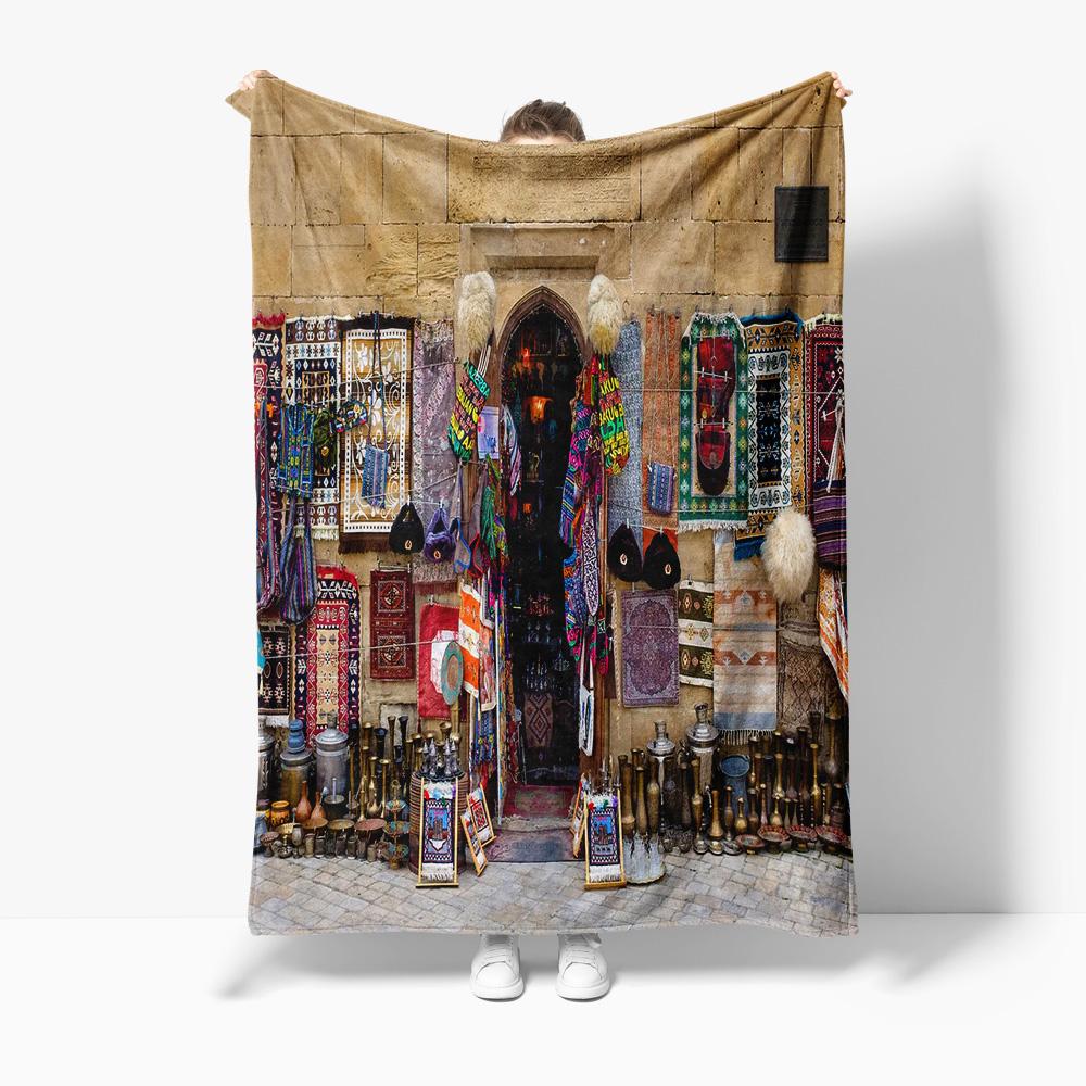

Multiscene Ethnic Rug Blanket with Spice Shop Backdrop Wall Hanging Tapestry Home Decor Cushion Cover Gift 75x100cm