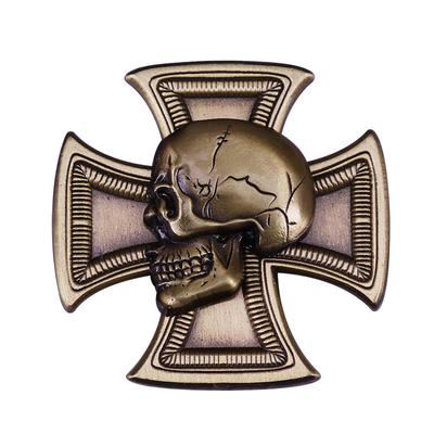 Biker Cross Skull Badge Hells Angels Enamel Pin Outlaw Brooch Vintage Style Decor