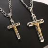 Stainless Steel Large/Small Religious Crucifix Jesus Cross Necklace Pendant Multilayer Jesus Christ Crucifix Necklaces 24''