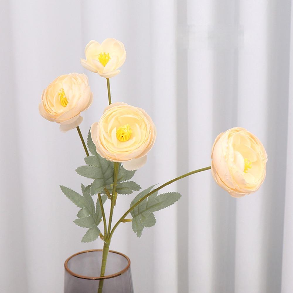 4 Heads Artificial Lotus Rose & Tea Rose Fake Flowers Wedding Floral Material Party Decoration Bridal Bouquet Photo Props Faux