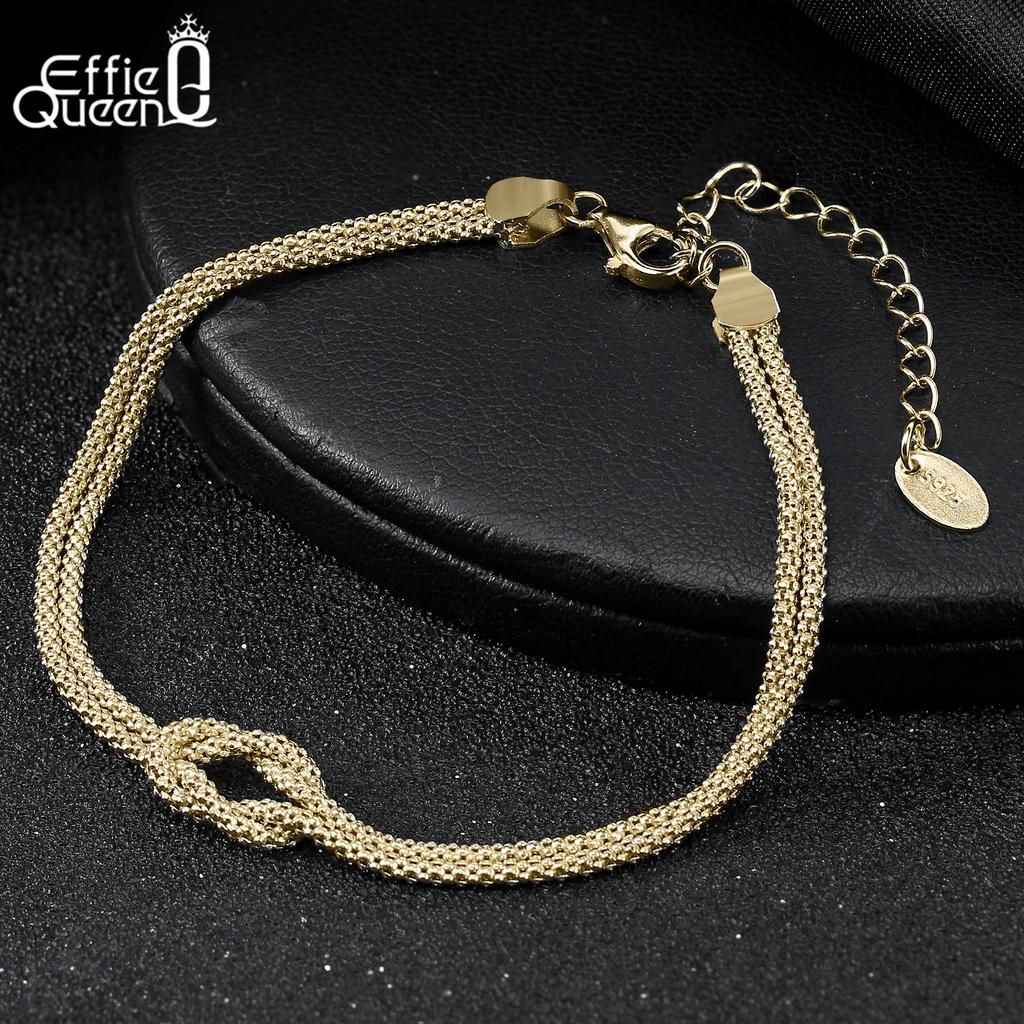EFFIE QUEEN S925 Pure Silver Dainty Popcorn Chain Bracelet Minimalist Hip Hop O Charm Bracelet Jewelry Gift for Women SB196