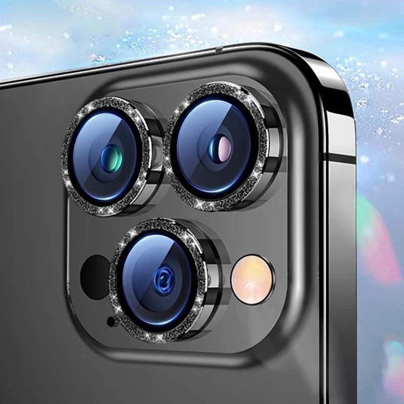 Vetro Protettivo Lente Fotocamera Diamantato di Lusso Per iPhone 16 15 14 Plus 13 12 Mini 11 Pro Max Pellicola Protettiva Lente Metallica Colorata