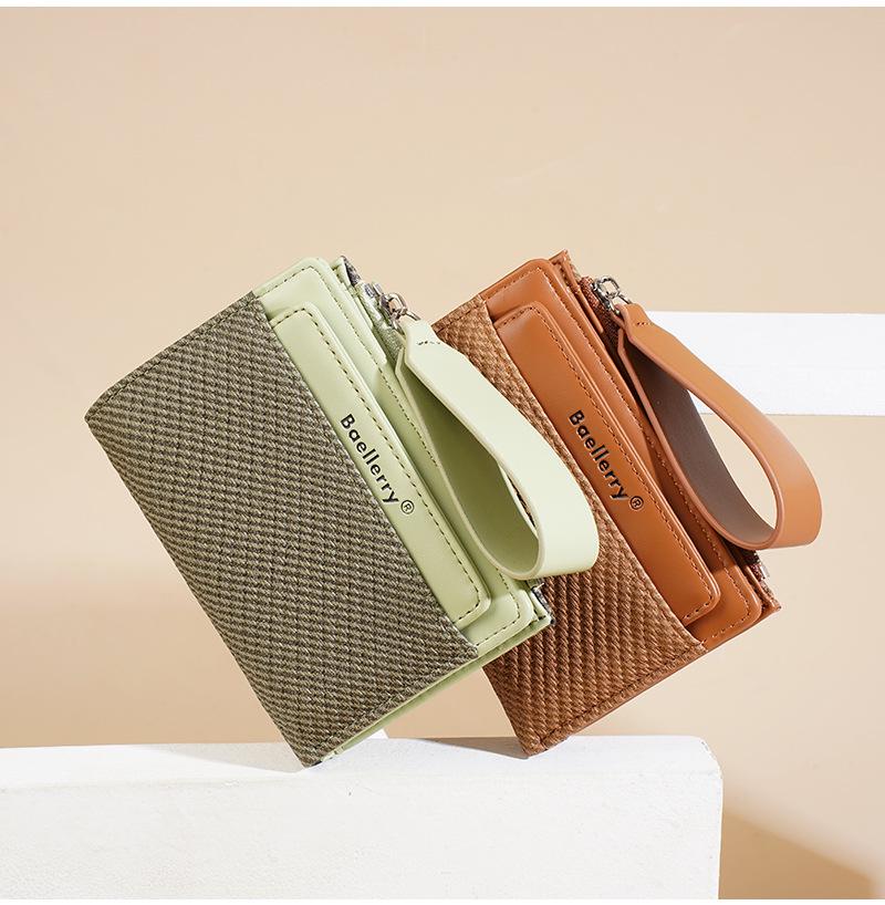 High-End Women's Short Wallet with Wrist Strap - Multiple Card Slots & Fashionable Zipper Coin Purse