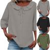 Women's Fashionable Color 3/4 Sleeve Shirt Cute Collar Summer Casual Shirt Loose Top
