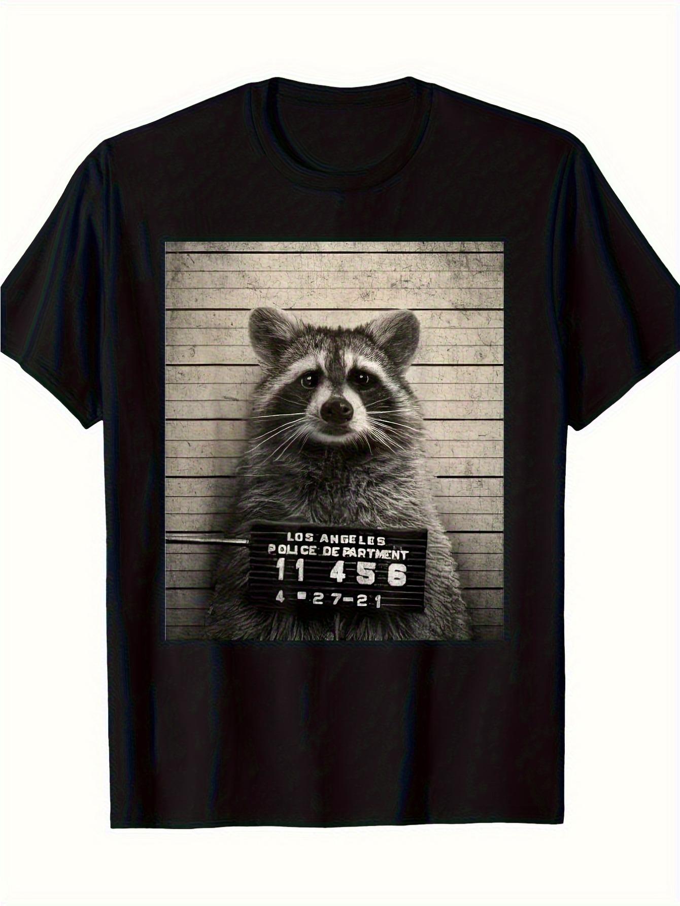 

T-Shirt y2k Allseason Raccoon Mugshot T 4XL