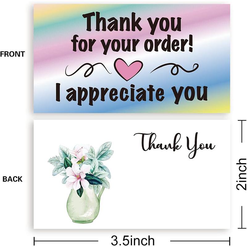 50pcs I Appreciate You Thank You Card Shopping Purchase Greeting Cards for Small Business Owners Package Inserts