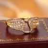 Trendy Crystal Rose Red Zircon Stone Vintage Gold Wedding Bands Engagement Rings For Women Men Minimalist Jewelry