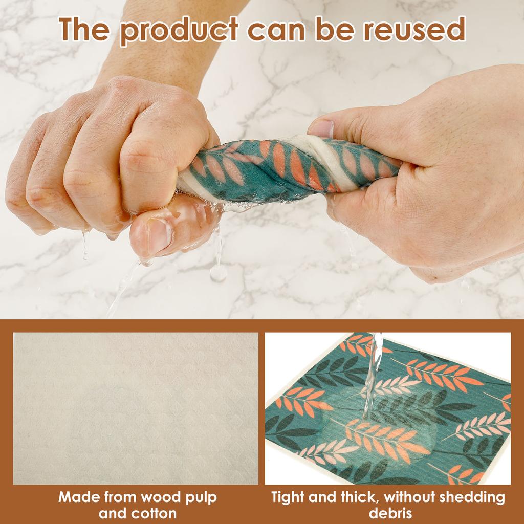 10Pcs Kitchen Cleaning Rags Cellulose Cotton Dish Towel Multiple Styles Water Absorbent Kitchen Washcloths Cookware Scouring Pad