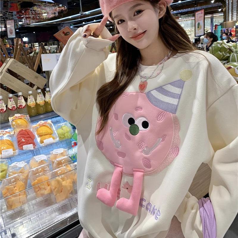 Tasarım Bisiklet Yaka Polar Kazak Kadın Sonbahar ve Kış Kalınlaştırılmış Orta ve Uzun Bol Üst