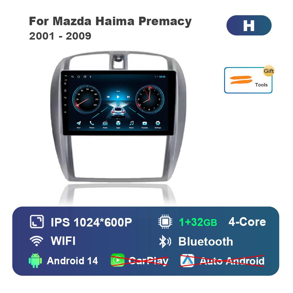 

Автомобильный радиоприемник, мультимедийный проигрыватель, система Android 14 для Mazda Haima Premacy 2001 - 2009, 2,5-дюймовый экран, GPS-навигация, WiFi, Bluetooth