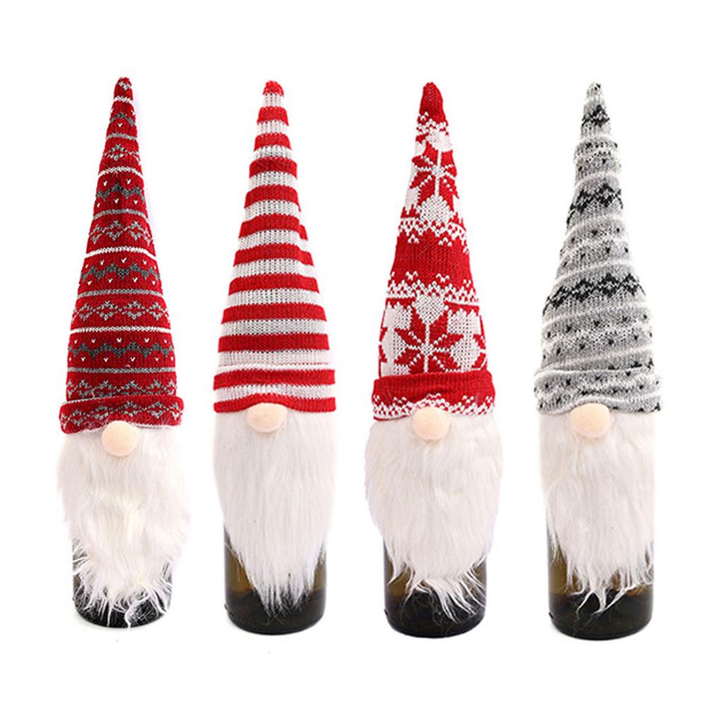 Knitted Santa Bottle Toppers User Friendly Christmas Decoration For Holiday Tabletop Decors And Family Gatherings