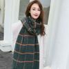 Cachecol de lã de inverno feminino, moda xadrez, dupla face, espessamento, coreano, casal selvagem, cachecol de malha, xale