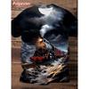 Starry Sky Bus Pattern T Shirts For Men Retro Train 3D Print