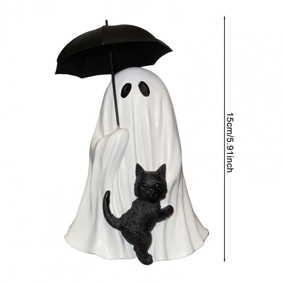 Cute Halloween Ghost Resin Figurine Mini Statue Spooky Adorable Shape Decor for Halloween Ghost Decor