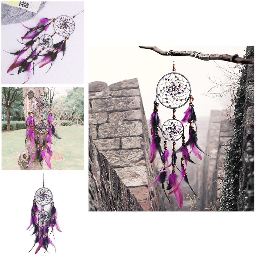 Spectacular Purple And Black Handmade Bohemian Dreamcatcher For Unique Home Decor