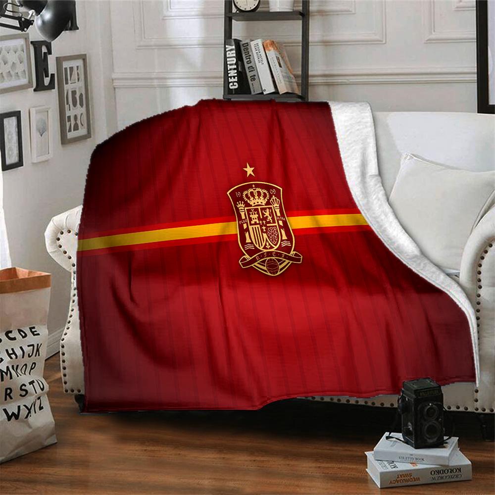 Coperta in Flanella con Stemma di Spagna, Poliestere Morbido, Design Moderno, Per Tutte le Stagioni per Campeggio, Viaggi, Regali per Feste o Compleanni