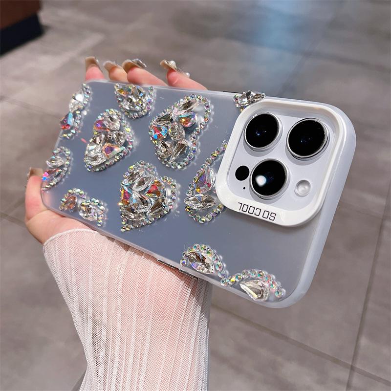 

Чехол для телефона с подвеской в виде сердца из стразов премиум-класса, противоударный, для iPhone 14 Plus, 16 Pro Max и 17 iPhone 14 Plus