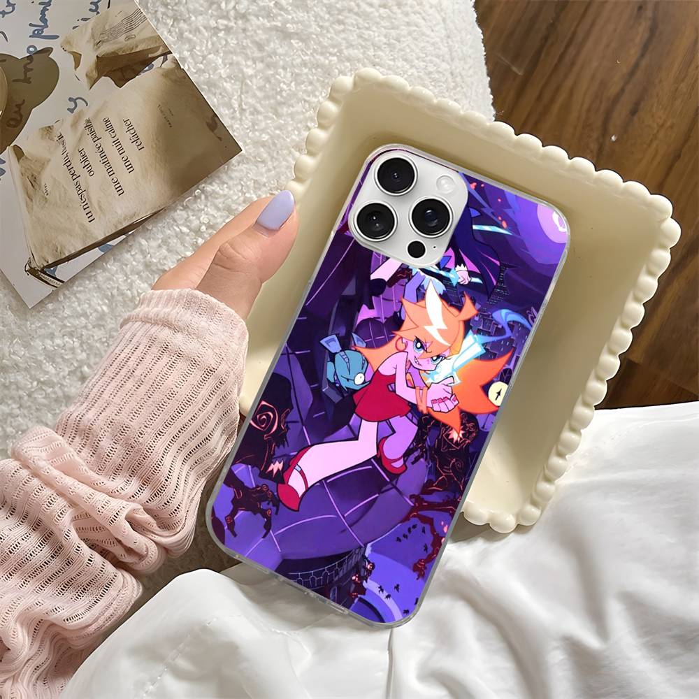 Panty Stocking G-Garterbelt For iPhone 14 Pro Max 13 17 11 16 12 15 Plus Color Water Ripple Phone Cover