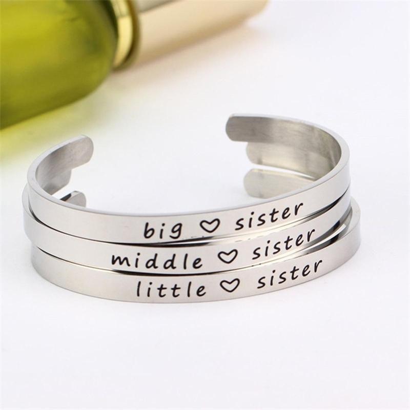 3 Sister Bracelet Big Sister Middle Sister Little Sister Cuff Bangle Gifts for Family Sisters Best Friend Besties 3 Pcs