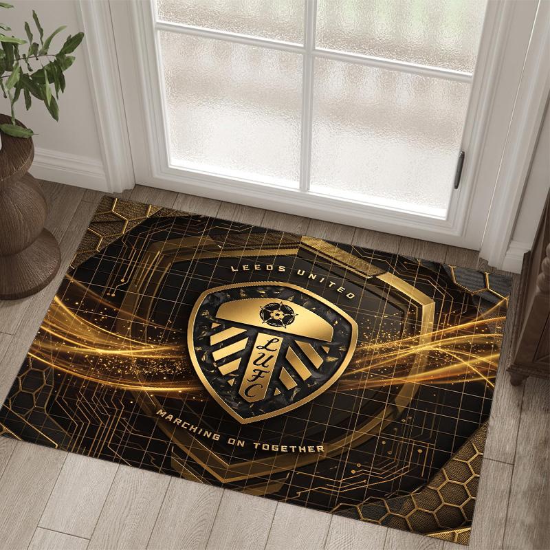 Leeds United Voetbal Ontwerp Kristal Fluweel Tapijt Gezellig Niet?Antislip Bedrukt Tapijt Voor Slaapkamer Woonkamer Entree