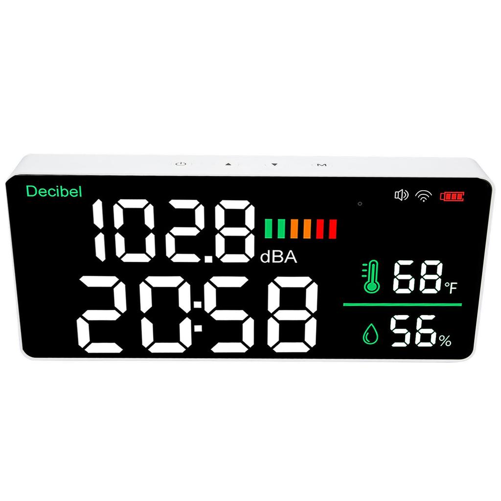 LED Decibel Meter 2.4G WiFi Wall Mounted 11 Inch LED Temperature Humidity Time Display Sound Level Meter for Tuya