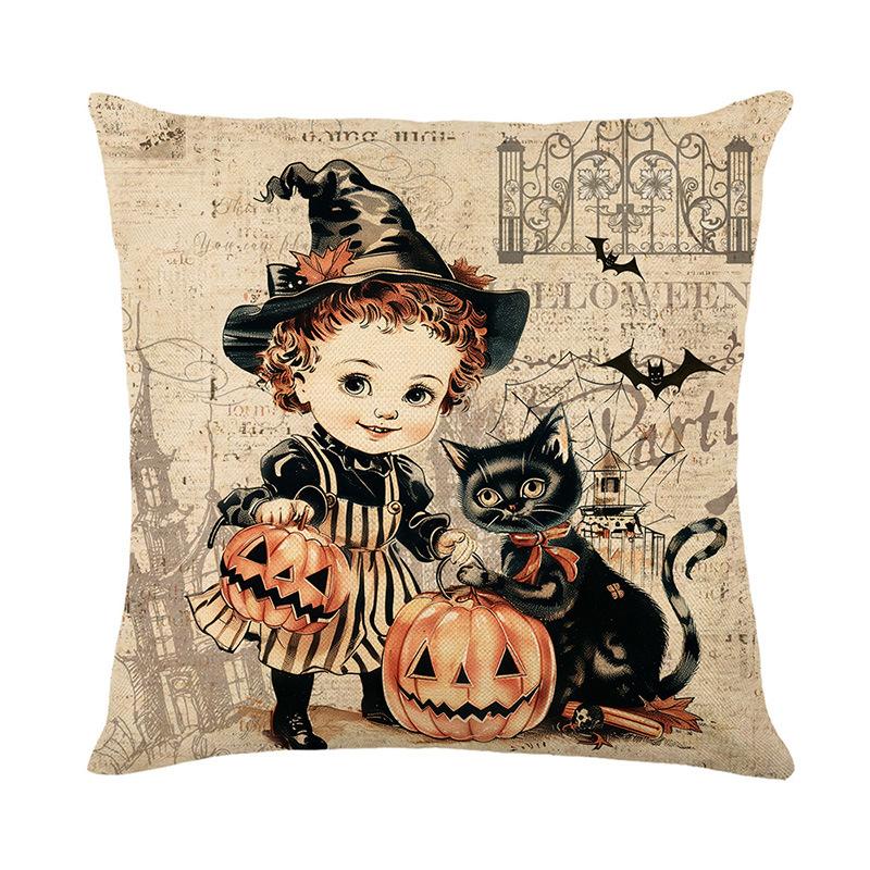 Cartoon Black Cat Halloween Decoration Pillow Cover Home Pillow Cover Holiday Spoof Fun Cushion Cover