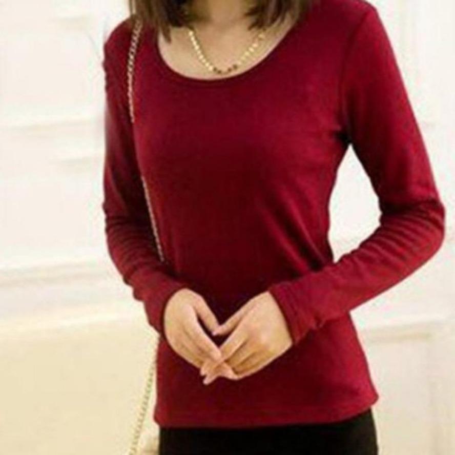 

YYFS женские модные повседневные весенне-осенние однотонные блузки и рубашки с круглым вырезом и длинными рукавами с принтом XXXXL бордовый