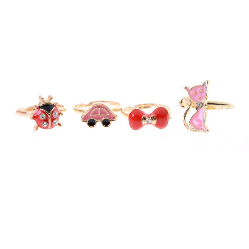 Buy 2Pcs Adjustable Kids Sweet Alloy Rings Children Costume Jewelry Toy ...
