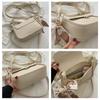 Women's Faux Leather Bowknot Shoulder Bag, Retro Pearl Decorated Crossbody Purse, Small Square Satchel for Daily Wear