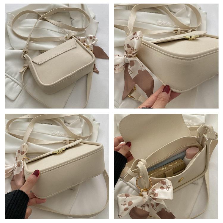 Women's Faux Leather Bowknot Shoulder Bag, Retro Pearl Decorated Crossbody Purse, Small Square Satchel for Daily Wear