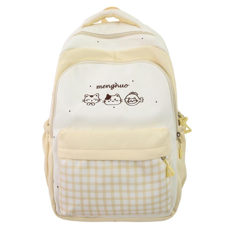 Schoolbag Lightweight Large-capacity Backpack New Japanese Ins High Value Fresh and Sweet Plaid Junior High School Student Schoolbag