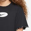 Nike Dri-FIT Color Block Logo Ruffled Hem Round Neck Short Sleeve T-Shirt Kids Tops Black DQ4392-010
