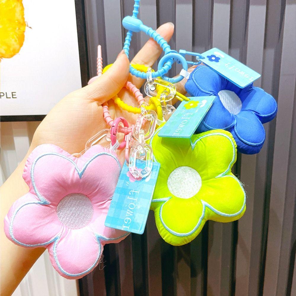 Cloth Fresh Backpack Decoration Acrylic Chain Floral Lanyard Portable Flower Bag Pendant  Gift