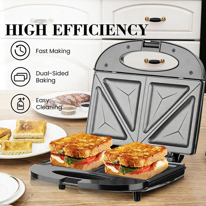 Electric Sandwich and Waffle Maker for European and American Style Breakfasts