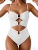 European and American swimsuit women's sexy splicing metal buckle hollow one-piece swimsuit hot spring vacation swimsuit women