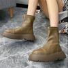 Rear Zipper Martin Boots Women's Autumn 2025 New Single Boots Thick Sole Heightening Versatile British Style Small Short Boots
