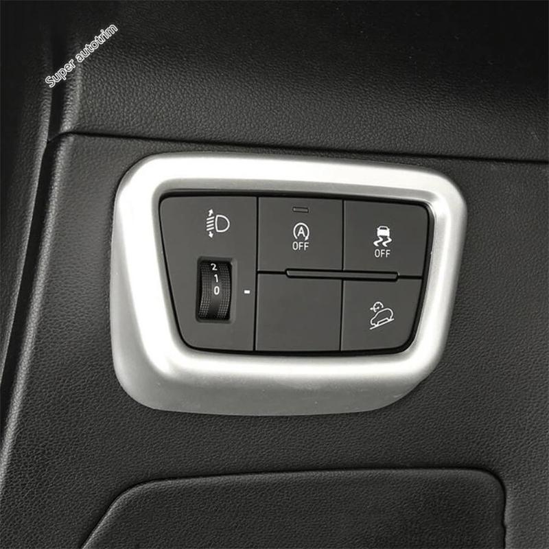 For Hyundai Tucson NX4 ABS Carbon Fiber Car Head Light Lamp Headlight Adjustment Button Cover Trim Accessories