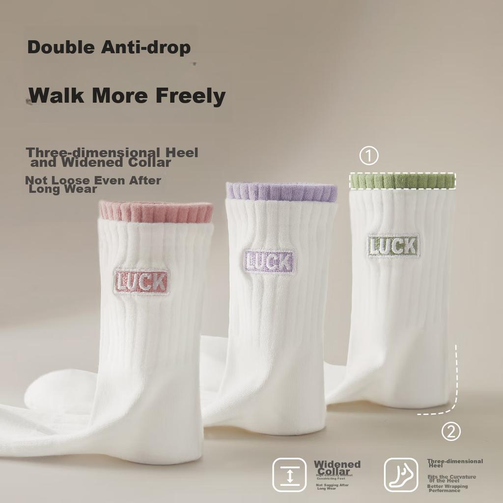 MiiOW Women's Socks for Autumn And Winter, 100% Pure Cotton Embroidery Mid-Calf Socks, And Odor-Resistant Women's Socks, 2025 New Product, 5 Pairs