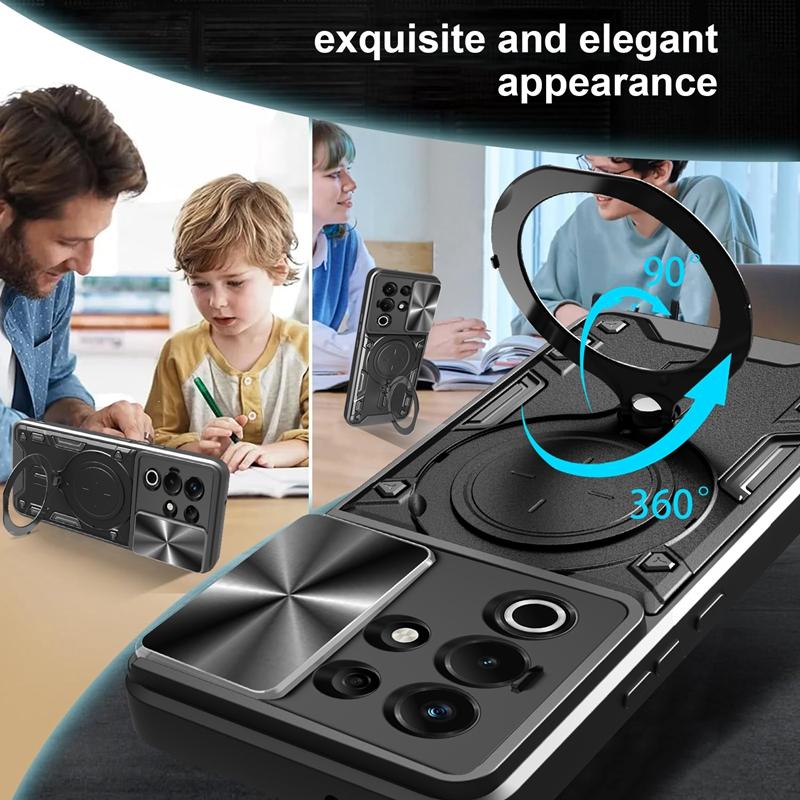 with Ring Stand Holder Full Camera Protector Mobile Phone Case with Magnetic Cover for Itel S25 Ultra 4G S24 S23 A70 A60 A50 4G