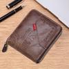 Men's Bifold Wallet with Zipper Edge - Vintage Leather ID and License Holder with Snap Coin Purse