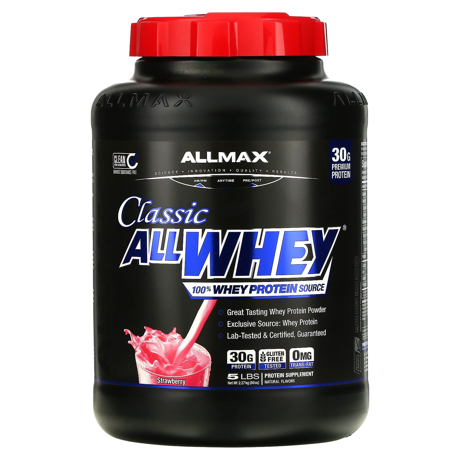 

Allwhey Classic, 100% Whey Protein, Strawberry Flavor, 2.27 Kg (5 Lbs)