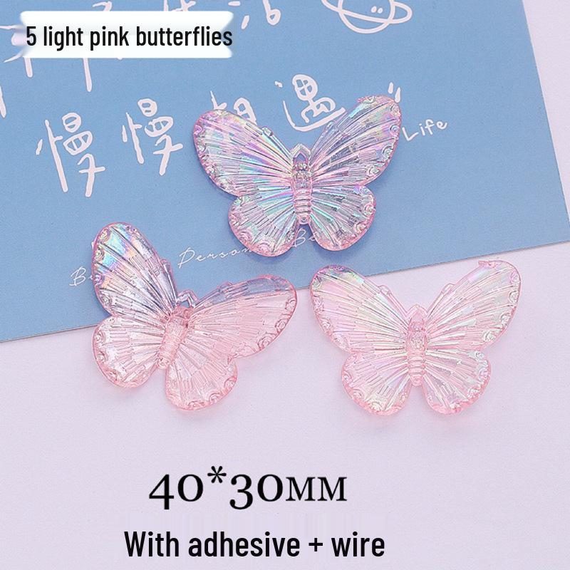 Creative Epoxy Butterfly Cake Decoration Insert 5 Glitter Pink Butterflies