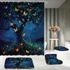 Butterfly Trees, Flowers And Plants, Digital Printing, Shower Curtain, Bathroom Four-Piece Set With Hooks