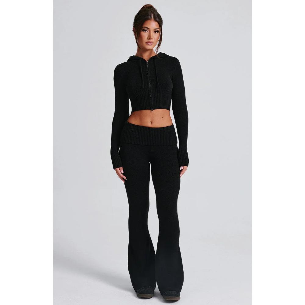 Autumn Y2K Sports Spice Girls Millennial Knitted Hooded High Waist Suit