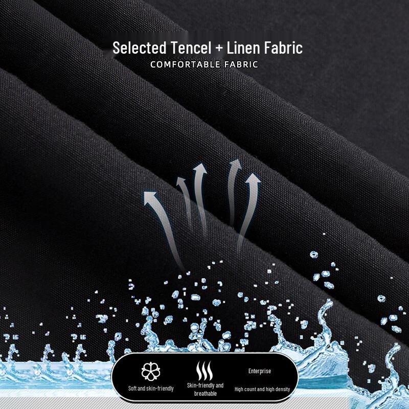 ROMON Men's Cotton-Linen Ice Silk Casual Trousers