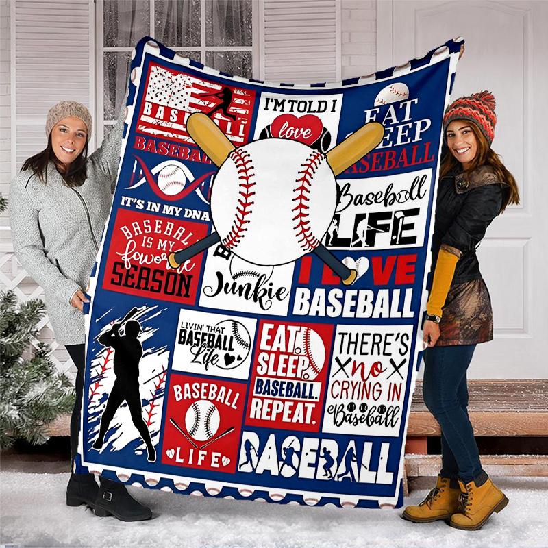Baseball Theme Printed Blanket - Perfect for Couch, Bed, Travel & Outdoor Use | Machine Washable, Cozy & Durable.