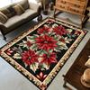 Christmas Poinsettia Floral Area Rugs Non-Slip Washable Carpet for Bedroom Living Room Rug Holiday Decor Floor Mat