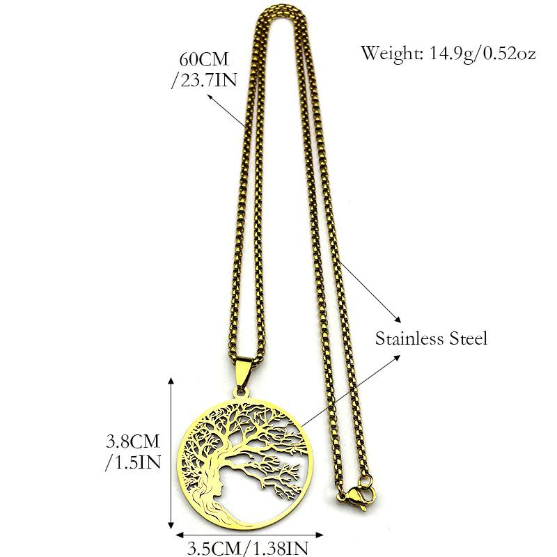 Tree Of Life Hair Chain Stainless Steel Silver Color Fashion Necklace For Women Men Nature Jewelry Accessory