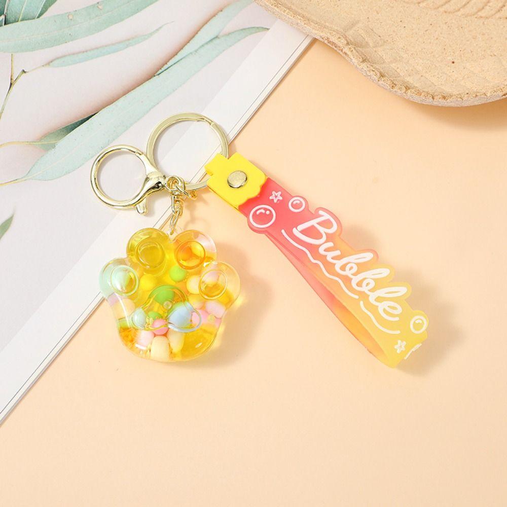 Bubble Beads Cat Claw Quicksand Keychain Cute Kitten Claw Key Ring  Car Key Ring
