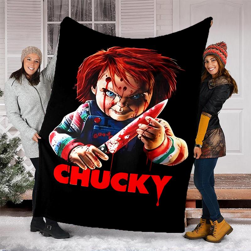 Chucky Theme Printed Blanket - Perfect for Couch, Bed, Travel & Outdoor Use | Machine Washable, Cozy & Durable.
